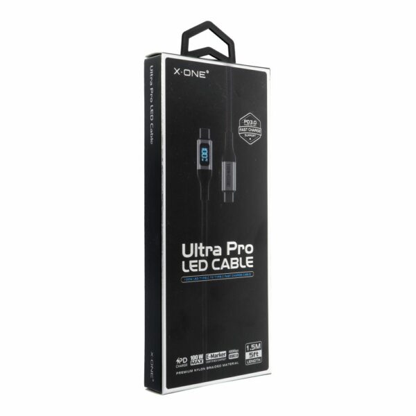 X-ONE Ultra Pro LED data cable - type C to C - black 5A max 100W