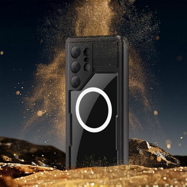 Waterproof case SHELLBOX MARS with metal ring for SAMSUNG S25 Ultra black
