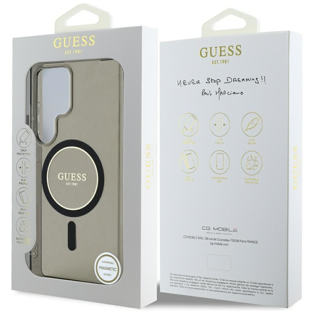 Θήκη Κινητού GUESS Samsung S25 Ultra Μαύρη Glitter Μαγνητική