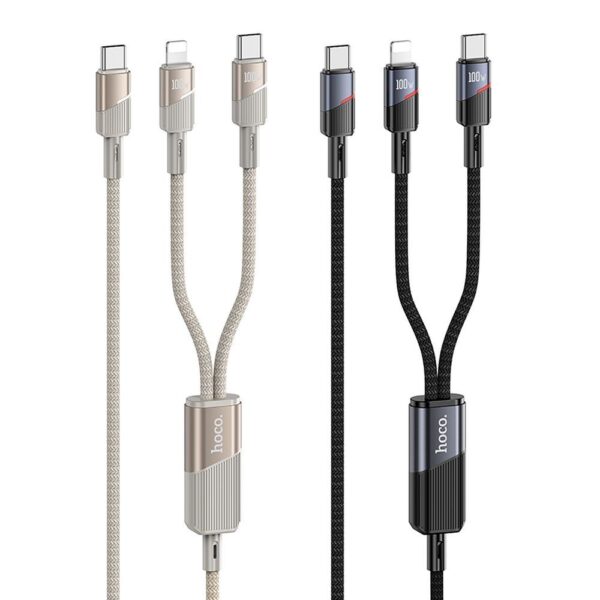HOCO cable 2in1 Type C to Type C + Lightning 5A 100W U139 1,2 m gold