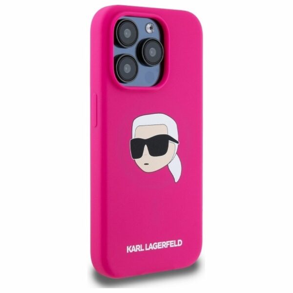 KARL LAGERFELD case for IPHONE 15 Pro Max compatible with MagSafe KLHMP15XSKHPPLF (SIL KL Head Print) fuschia