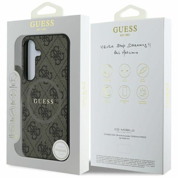 Θήκη Κινητού GUESS για Samsung S25 Καφέ με Λογότυπο & Δαχτυλίδι