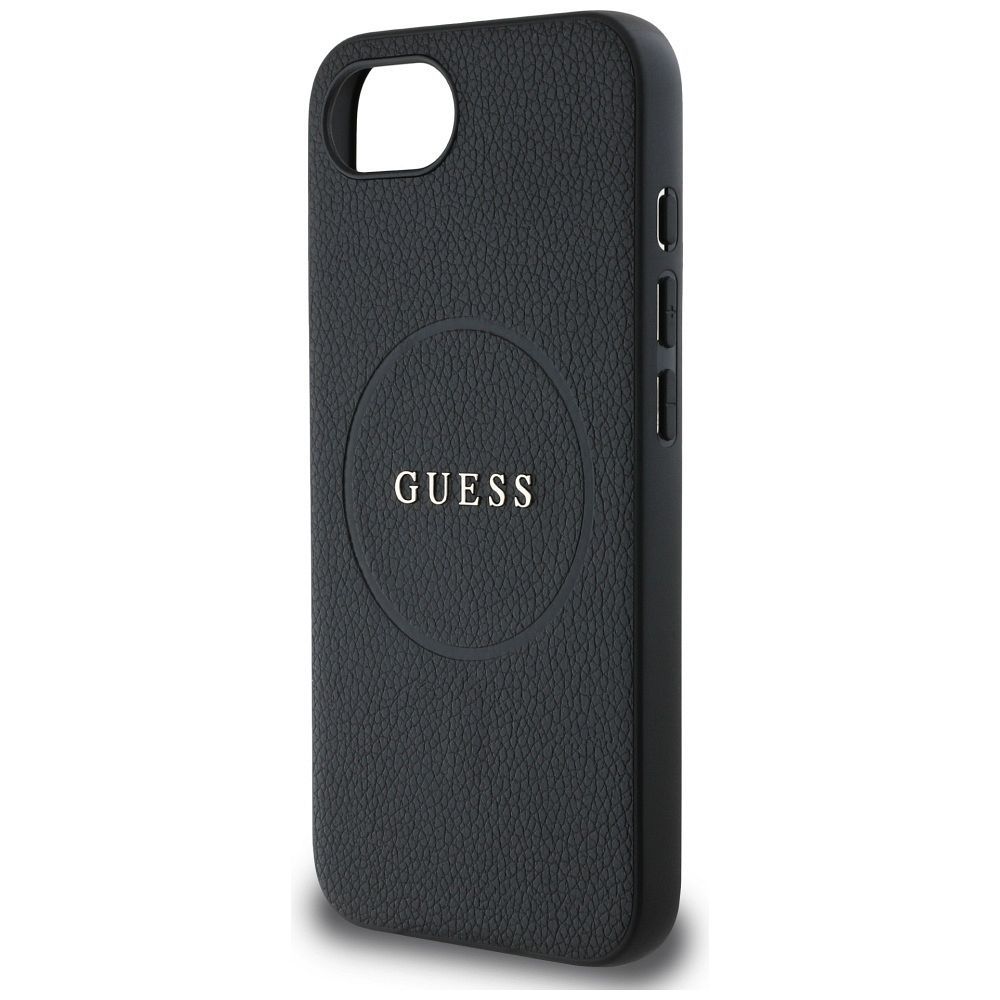 GUESS case for IPHONE 16e (SE 4 2025) compatible with MagSafe GUHMPSE4PGHSMMK (PU Grained Gold Ring) black