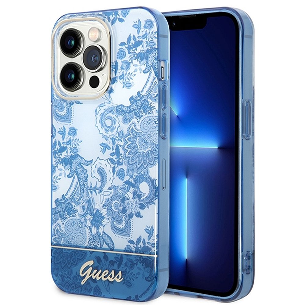 GUESS case for IPHONE 14 Pro GUHCP14LHGPLHB (IML Electro Cam TDJ) blue