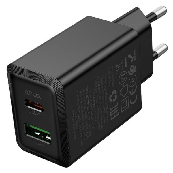 HOCO wall charger USB A + Type C PD QC3.0 AFC 3A 30W N71 black