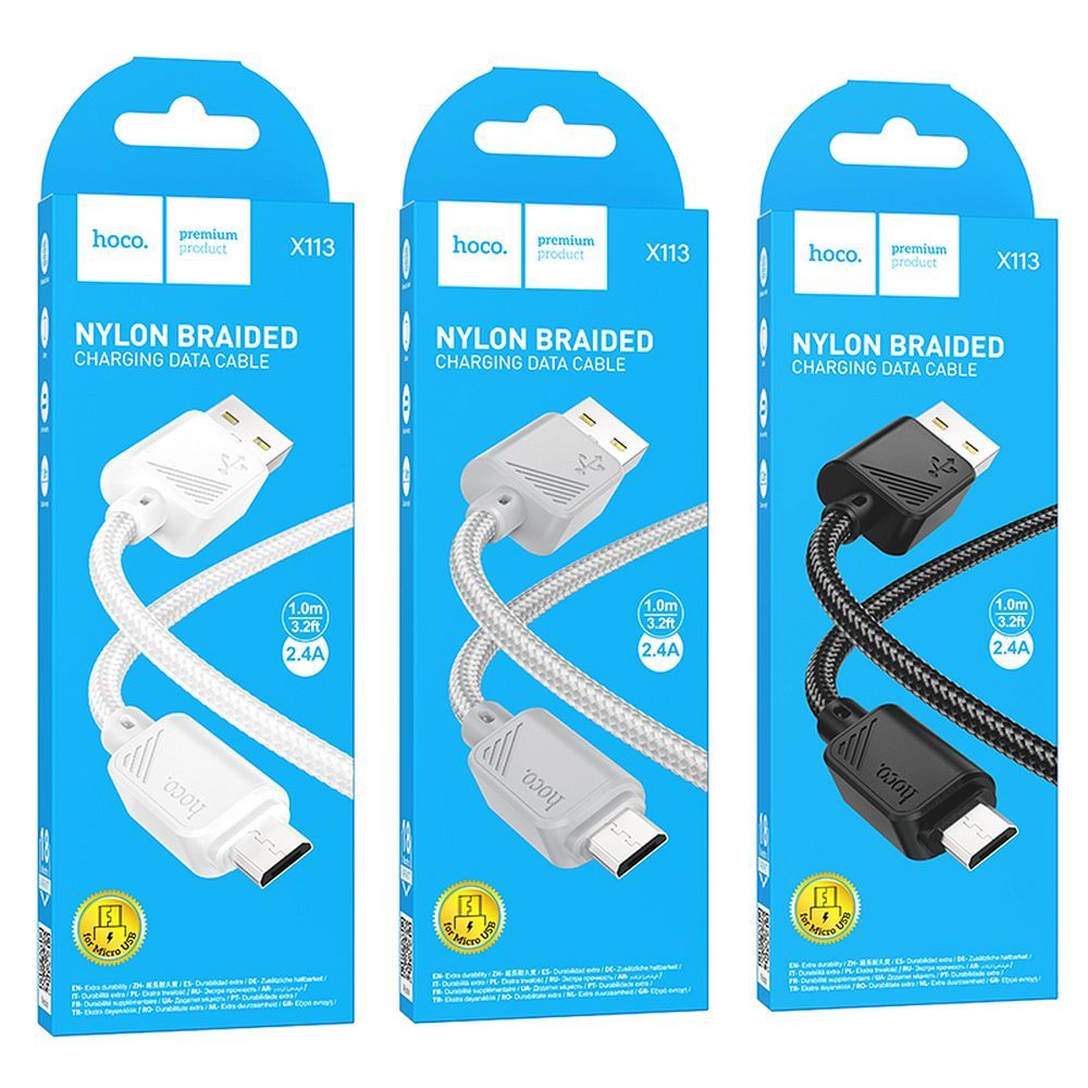HOCO cable USB A to Micro USB 2,4A X113 1 m white