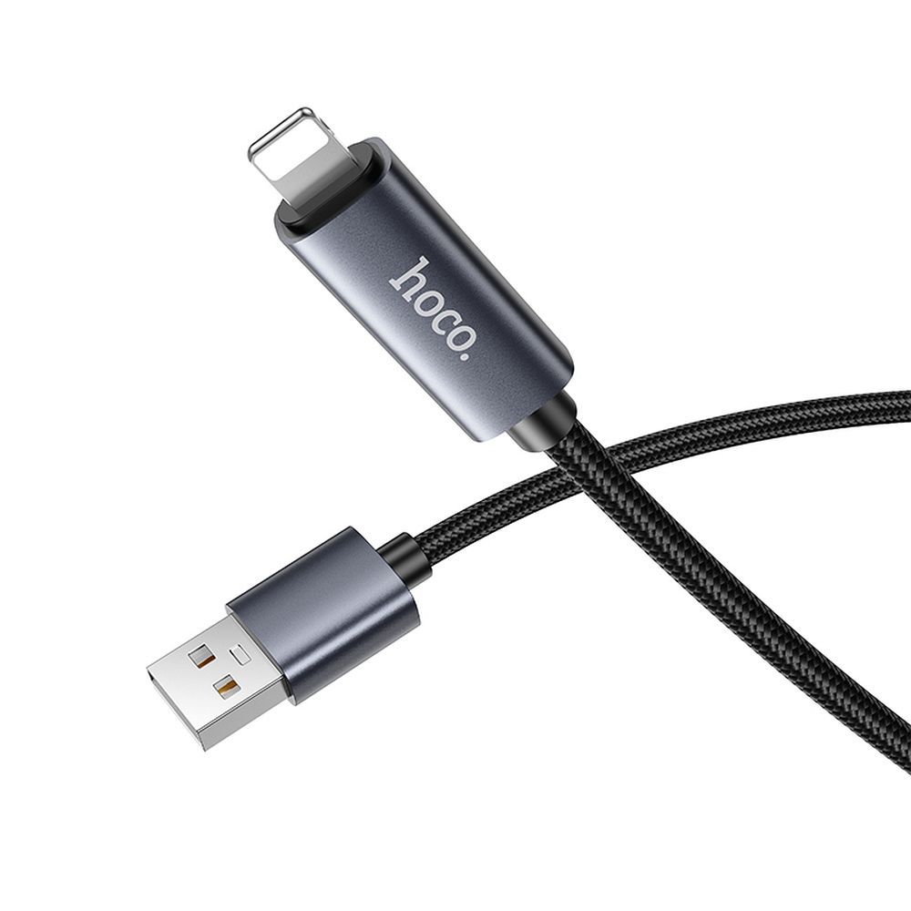 Cable USB A to Lightning Hoco 2,4A with display 1 m X112 black