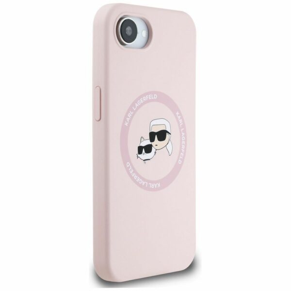 KARL LAGERFELD case for IPHONE 16e (SE 4 2025) compatible with MagSafe KLHMPSE4SKCHTCP (Silicone Double Heads) pink