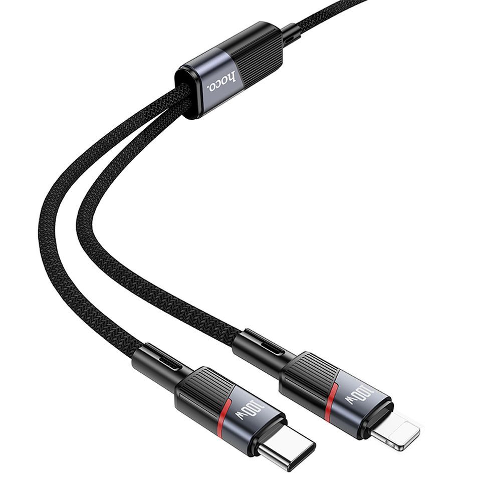 Καλώδιο HOCO 2in1 Type-C & Lightning 5A 100W U139 Μαύρο 1.2m