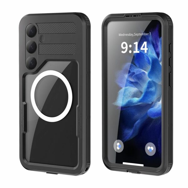 Waterproof case SHELLBOX MARS with metal ring for SAMSUNG S25 Plus black