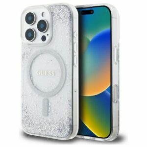 GUESS case for IPHONE 16 Pro compatible with MagSafe GUHMP16LRGRGES (Resin Gradient Glitter) silver