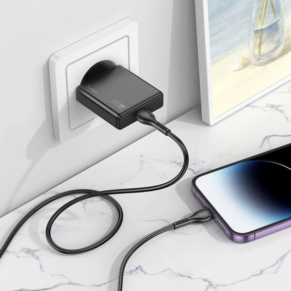 HOCO slim wall charger Type C + cable Type C to Lightning PD QC 30W N37 black