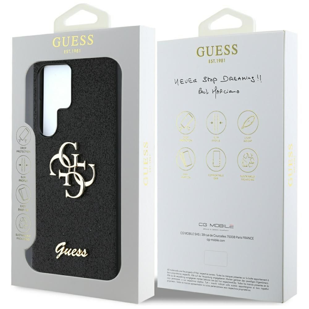 Θήκη Κινητού GUESS Glitter Big 4G Μαύρη για Samsung S25 Ultra