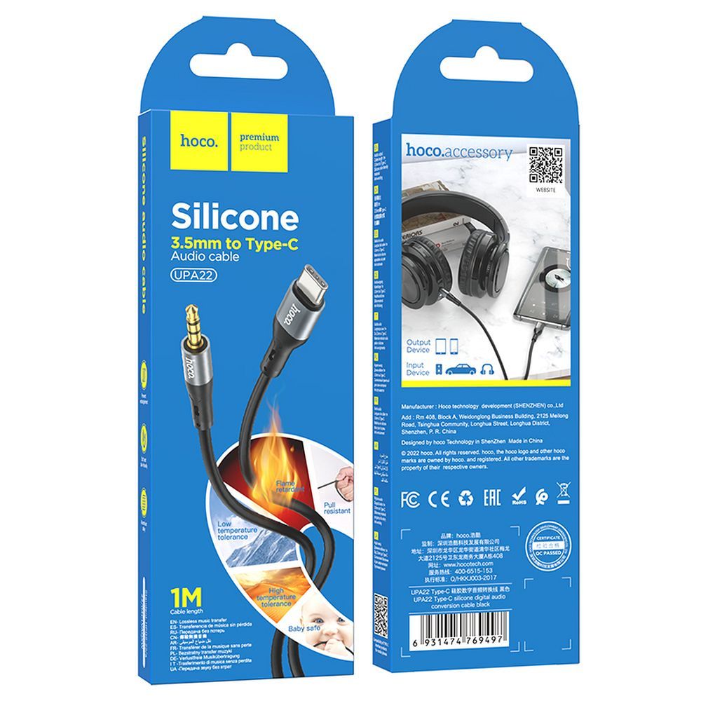HOCO cable AUX Jack 3,5 mm to Type C UPA22 1 m black