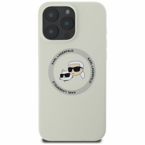 KARL LAGERFELD case for IPHONE 16 Pro compatible with MagSafe KLHMP16LSKCHTCE (Silicone KC Heads) beige