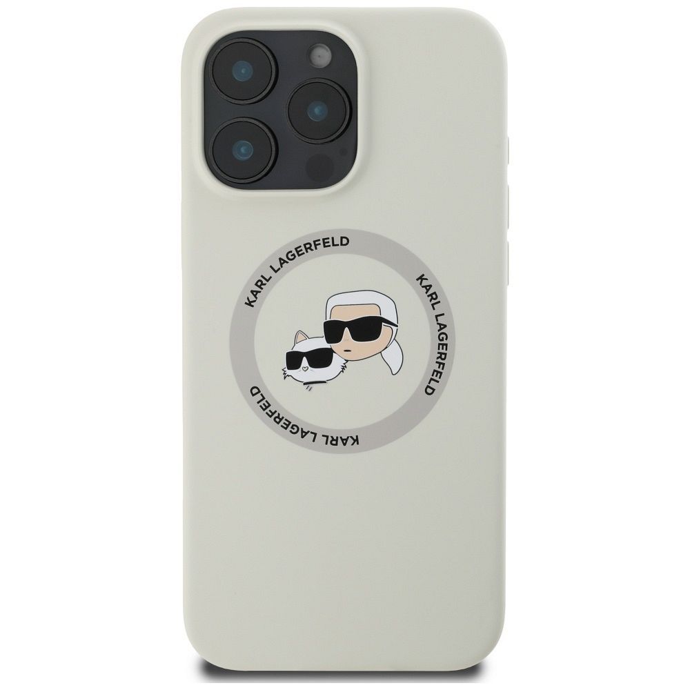 KARL LAGERFELD case for IPHONE 16 Pro compatible with MagSafe KLHMP16LSKCHTCE (Silicone KC Heads) beige