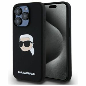 KARL LAGERFELD case for IPHONE 15 Pro Max compatible with MagSafe KLHMP15XSKHPPLK (SIL KL Head Print) black