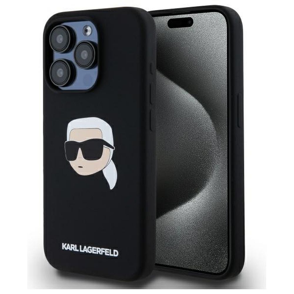 KARL LAGERFELD case for IPHONE 15 Pro Max compatible with MagSafe KLHMP15XSKHPPLK (SIL KL Head Print) black