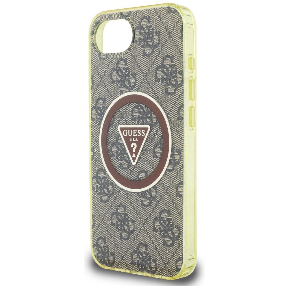 GUESS case for IPHONE 16e (SE 4 2025) compatible with MagSafe GUHMPSE4HG4PRTGW (IML Metal Glitter 4G Circle Triangle) brown