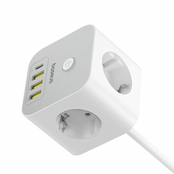 Baseus extension cord 3 sockets + 3 x USB A + Type C 20W 1,5 m white