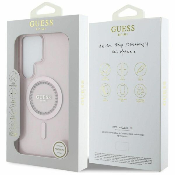 Θήκη Κινητού GUESS για Samsung S25 Ultra Ροζ με Μαγνητικό Κούμπωμα & Στρας