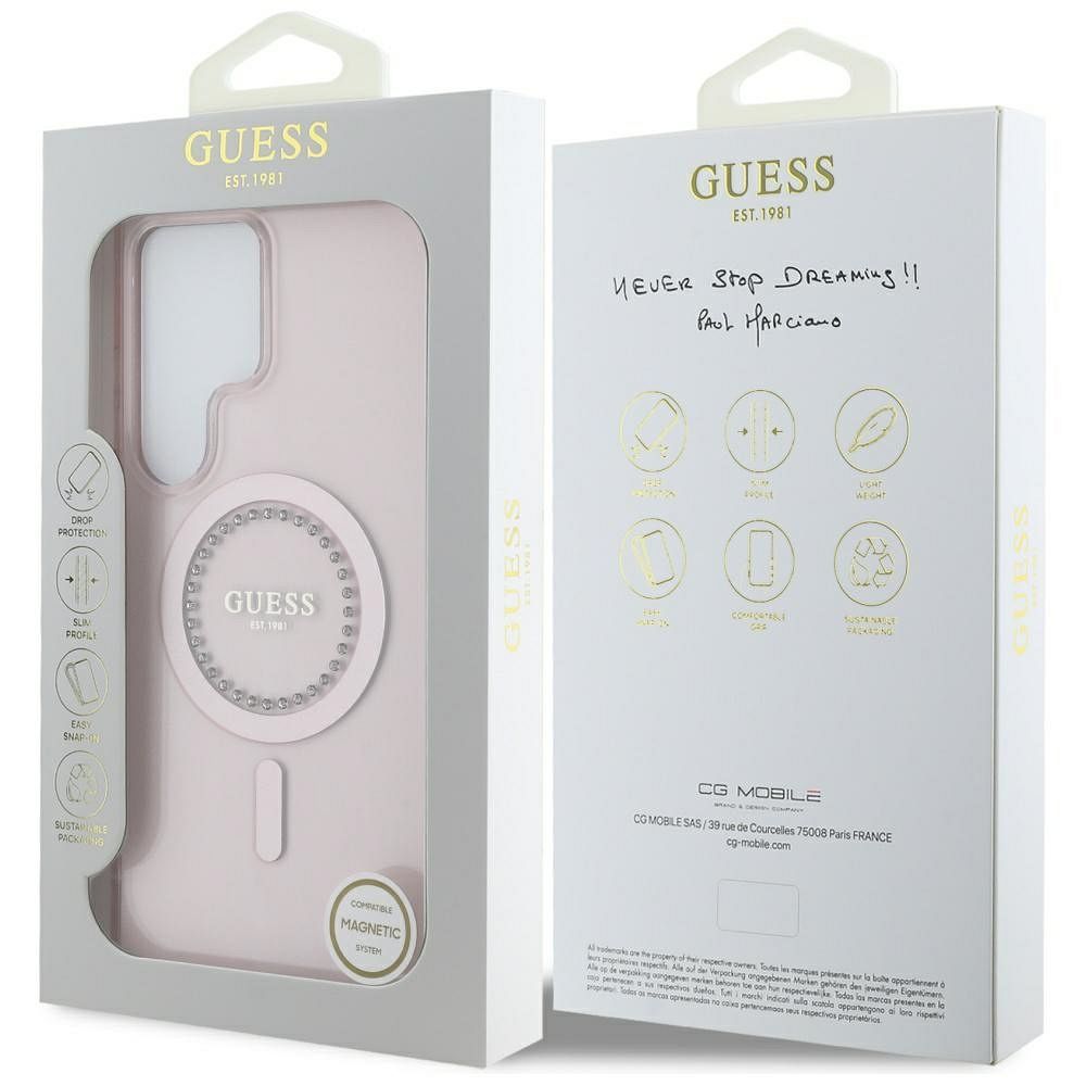 Θήκη Κινητού GUESS για Samsung S25 Ultra Ροζ με Μαγνητικό Κούμπωμα & Στρας