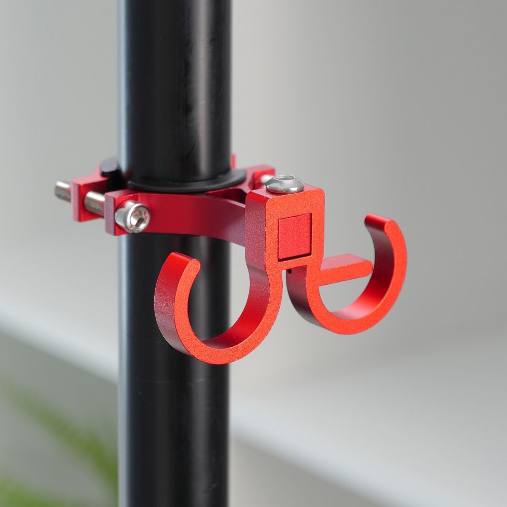 Hook for shopping with two loops for bike / scooter aluminum FS366 red