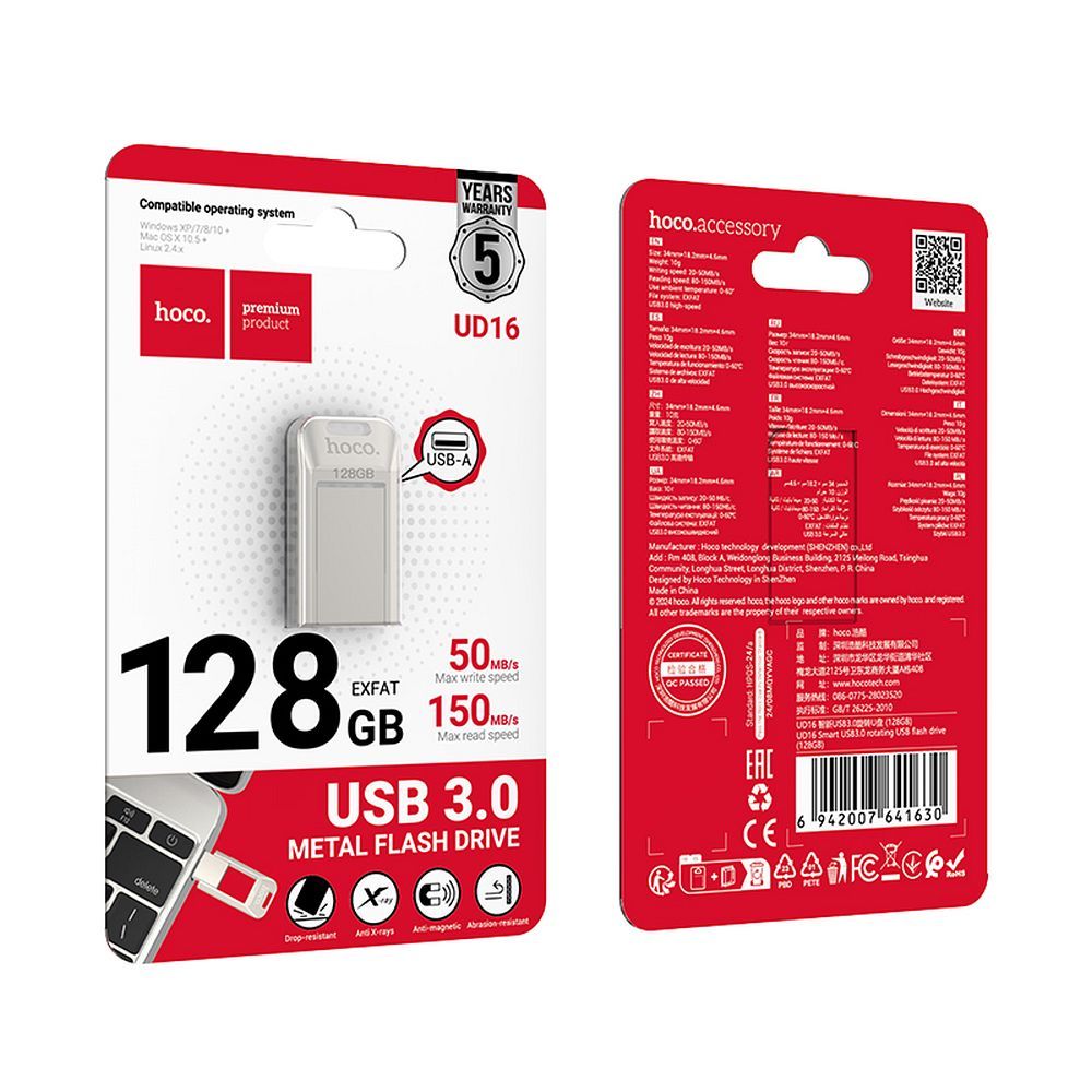 HOCO pendrive USB A + USB C UD16 128GB USB3.0