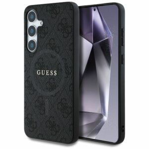Θήκη Κινητού GUESS Samsung S25 Μαύρη με Δαχτυλίδι & Λογότυπο 4G