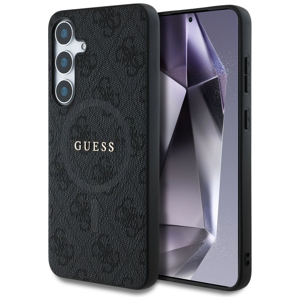 Θήκη Κινητού GUESS Samsung S25 Μαύρη με Δαχτυλίδι & Λογότυπο 4G