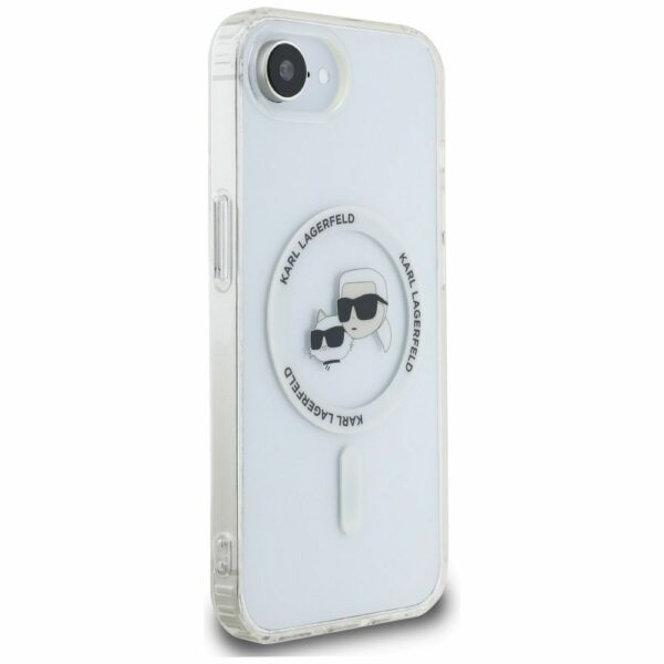 KARL LAGERFELD case for IPHONE 16e (SE 4 2025) compatible with MagSafe KLHMPSE4HLSKCH (IML Metal KC Heads) white