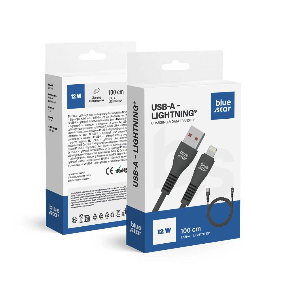 BLUE STAR cable USB A to Lightning 2A 12W DC99I 1 m black