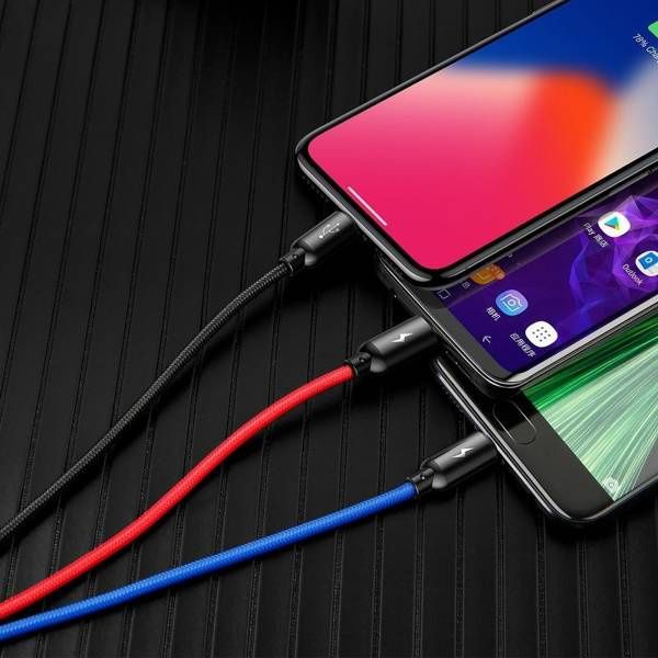 Καλώδιο Φόρτισης Baseus 3 σε 1 (Micro USB, Lightning, Type-C) 3.5A 1.2m Μαύρο