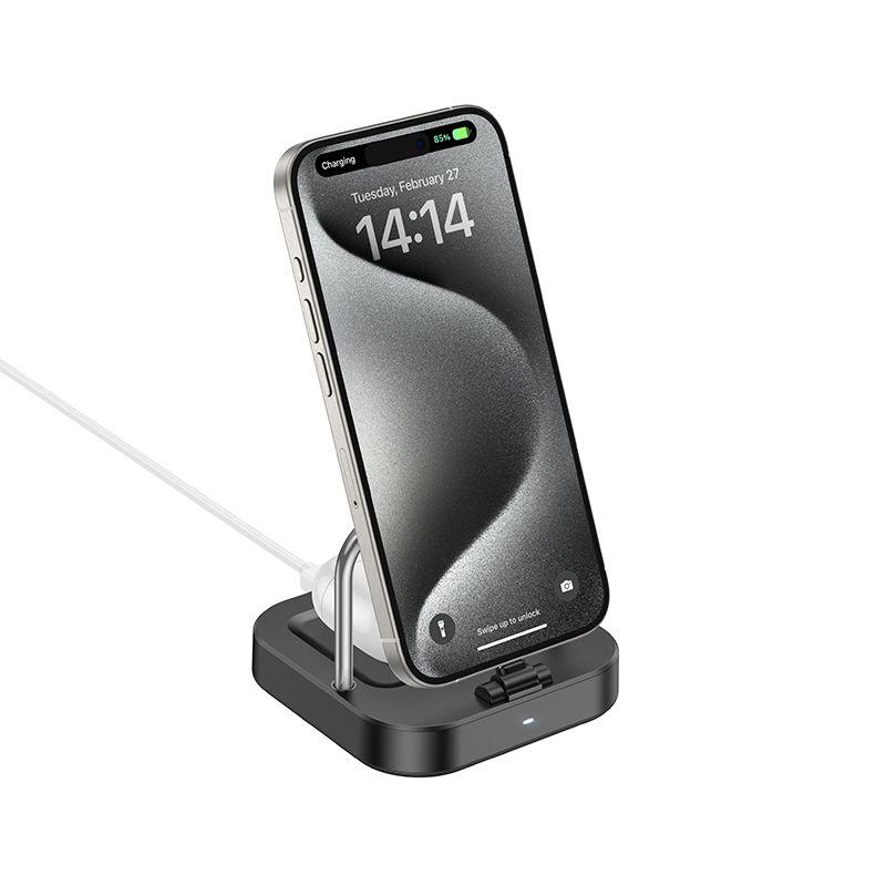 HOCO desktop charger 2in1 Type C + wireless charging 5W PD QC 3A 30W CQ16B black