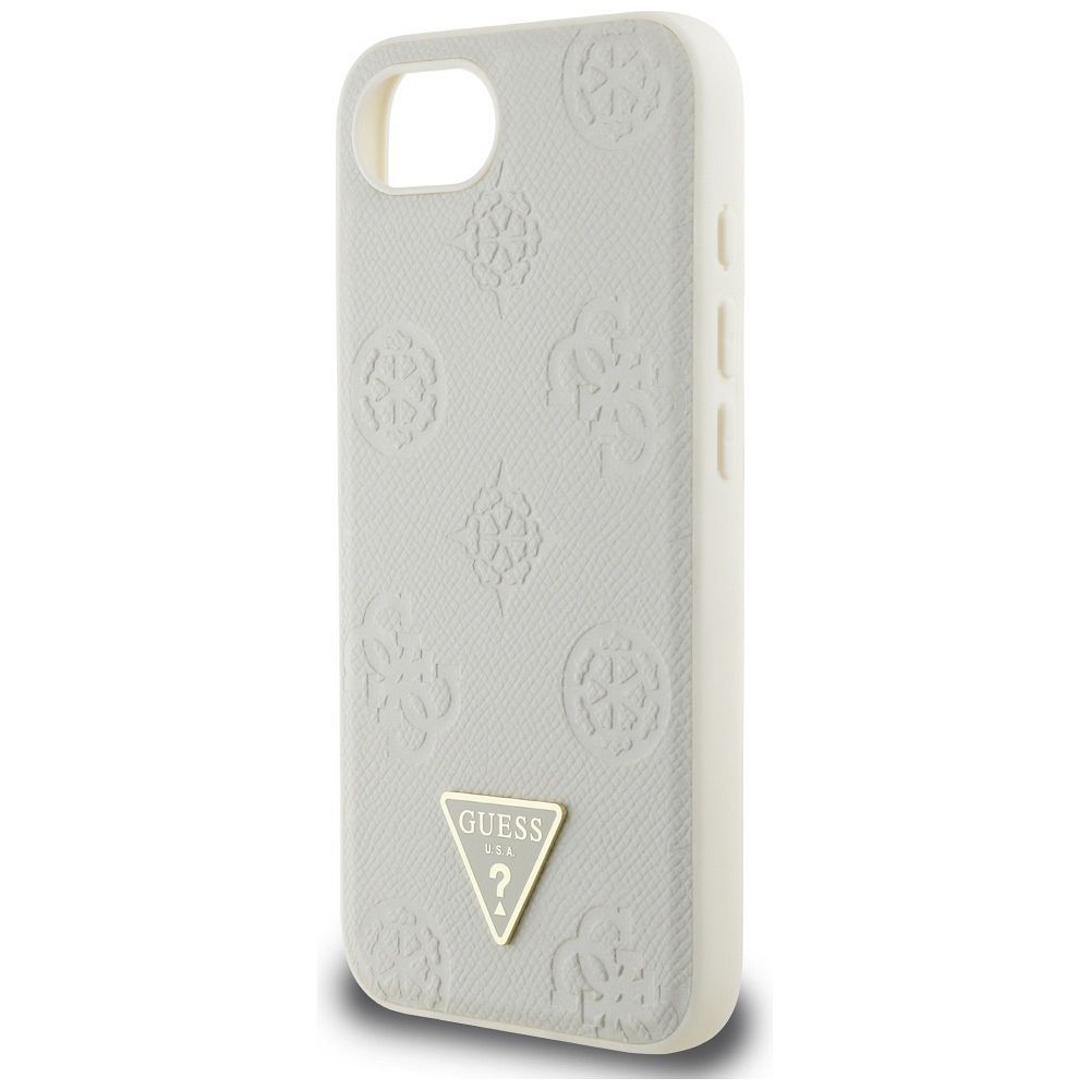 GUESS case for IPHONE 16e (SE 4 2025) compatible with MagSafe GUHMPSE4PGBTME (Grained PU Hot Stamp Peony Triangle Logo) beige