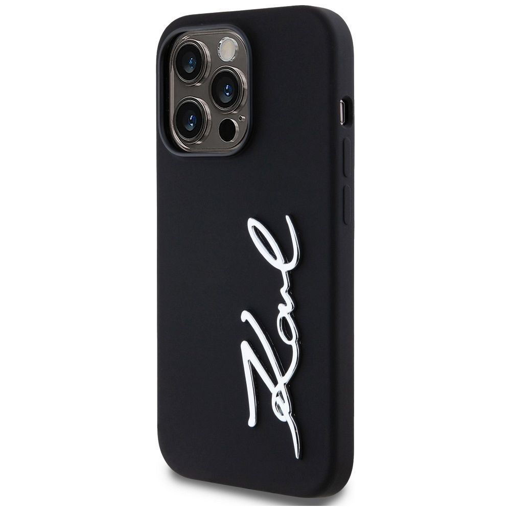 KARL LAGERFELD case for IPHONE 14 Pro KLHCP14LSCMSMVK (Silicone Sign Metal Logo) black