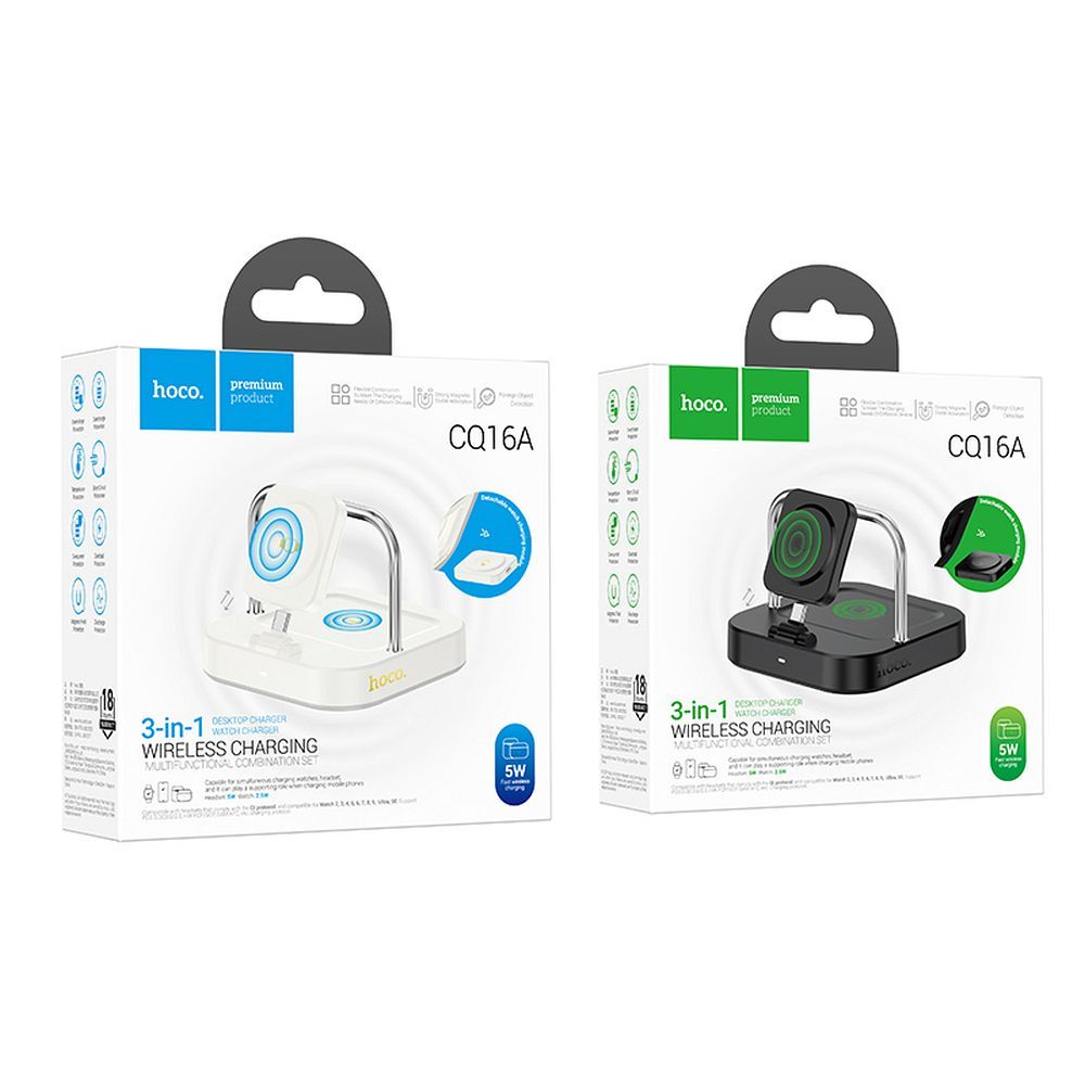 Ασύρματος Φορτιστής 3 σε 1 HOCO CQ16A για Apple Watch & Smartphones - Μαύρος