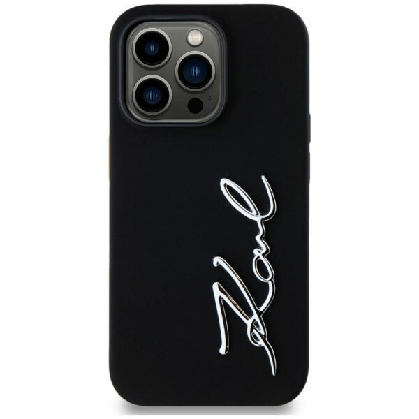 KARL LAGERFELD case for IPHONE 14 Pro KLHCP14LSCMSMVK (Silicone Sign Metal Logo) black
