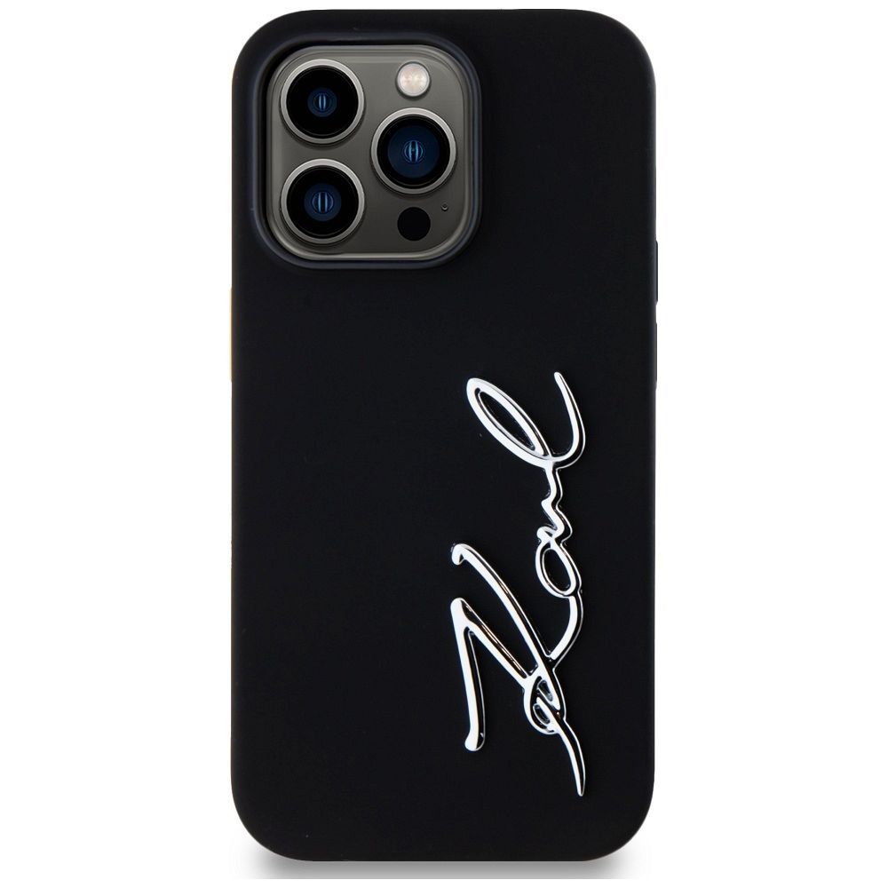 KARL LAGERFELD case for IPHONE 14 Pro KLHCP14LSCMSMVK (Silicone Sign Metal Logo) black
