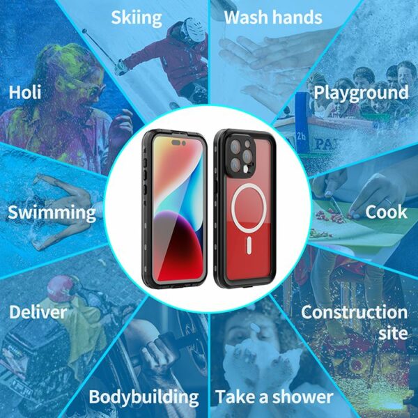 Waterproof case SHELLBOX DOT compatible with MagSafe for IPHONE 15 Pro Max black