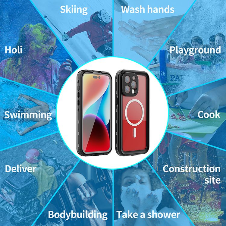 Waterproof case SHELLBOX DOT compatible with MagSafe for IPHONE 15 Pro Max black