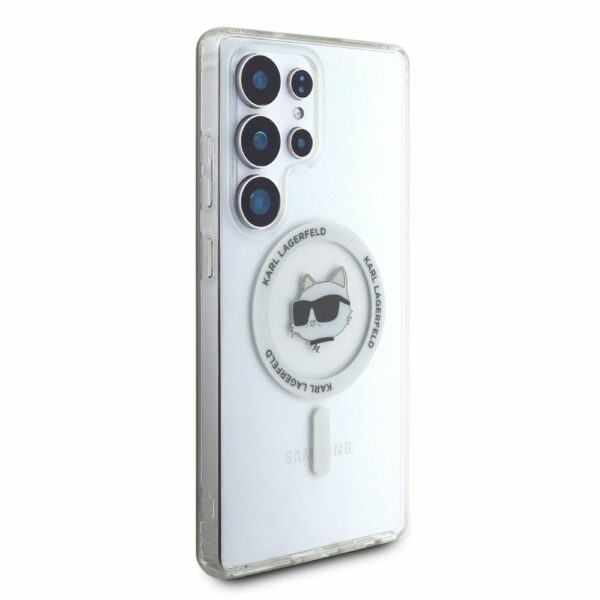 KARL LAGERFELD case for SAMSUNG S25 Ultra KLHMS25LHLSCHH (Magnetic IML Metal Choupette Head) white