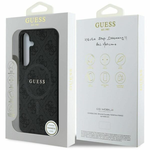 Θήκη Κινητού GUESS Samsung S25 Μαύρη με Δαχτυλίδι & Λογότυπο 4G