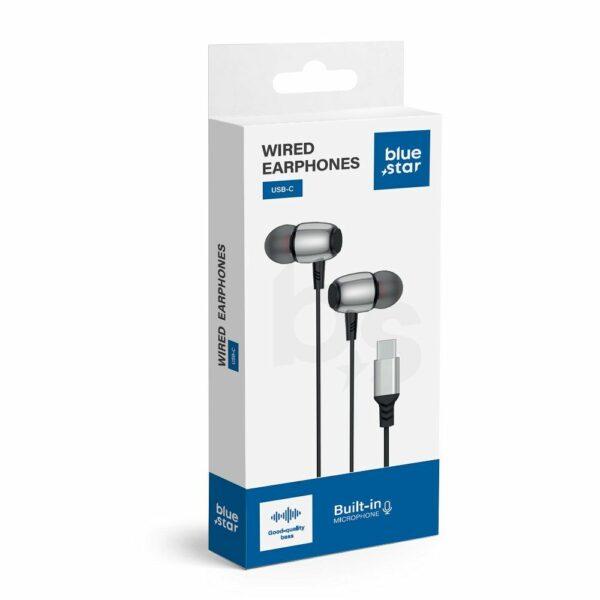 Ακουστικά Ψείρες Type-C BLUE STAR M09C με Μικρόφωνο & DAC - Μαύρα 1.2m