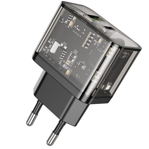 HOCO wall charger USB A + Type C PD QC3.0 3A 20W N34 transparent