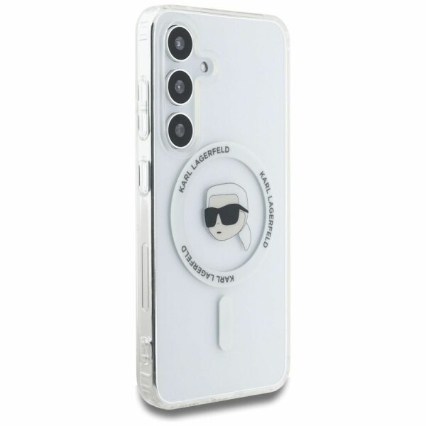 KARL LAGERFELD case for SAMSUNG S25 KLHMS25SHLSKIH (Magnetic IML Metal K. Heads) white
