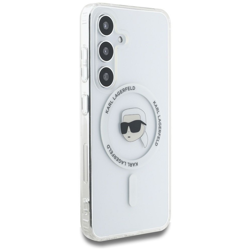 KARL LAGERFELD case for SAMSUNG S25 KLHMS25SHLSKIH (Magnetic IML Metal K. Heads) white