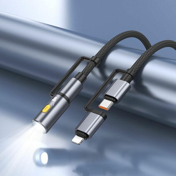 HOCO cable All-in-one Type C / Lightning to Type C / LED Light PD 3A 60W U138 1,2 m black