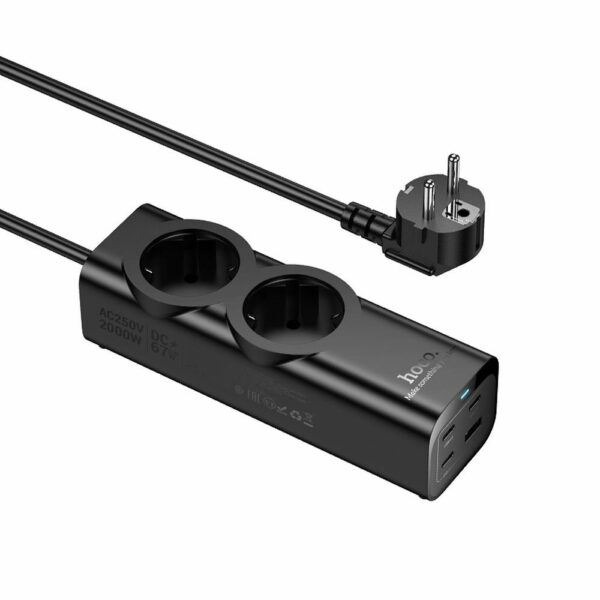 HOCO extension cord 2 socket + USB A + 3 x Type C PD QC3.0 3A 67W NS10 2 m black
