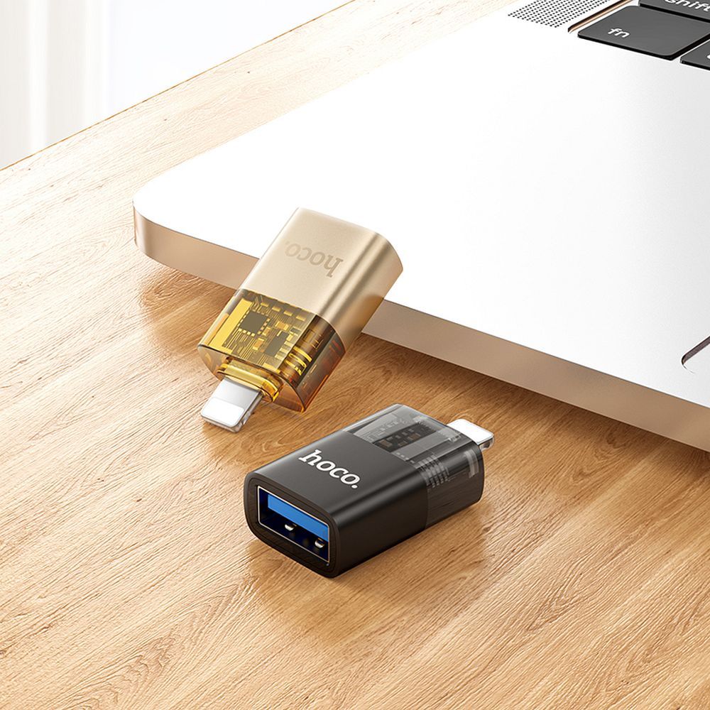 HOCO adapter OTG Lightning (male) to USB A (female) UA36 black transparent